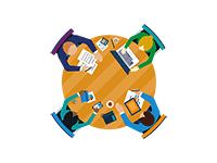 four people in meeting