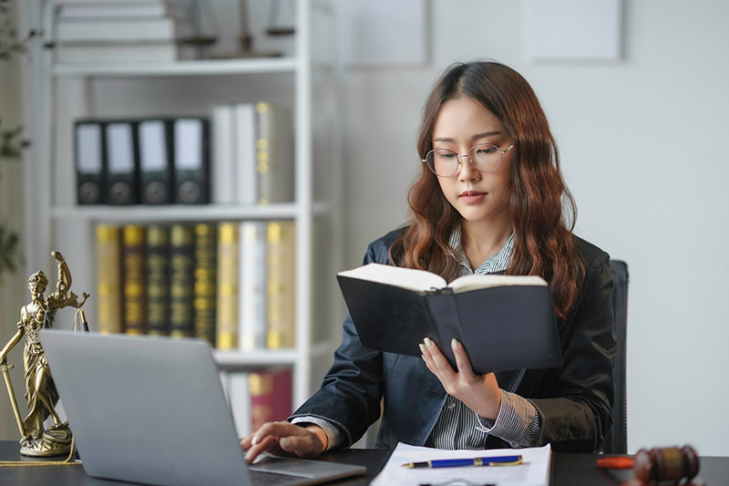 woman doing legal research