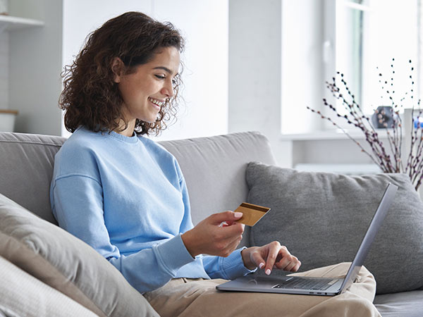 woman paying for purchase online